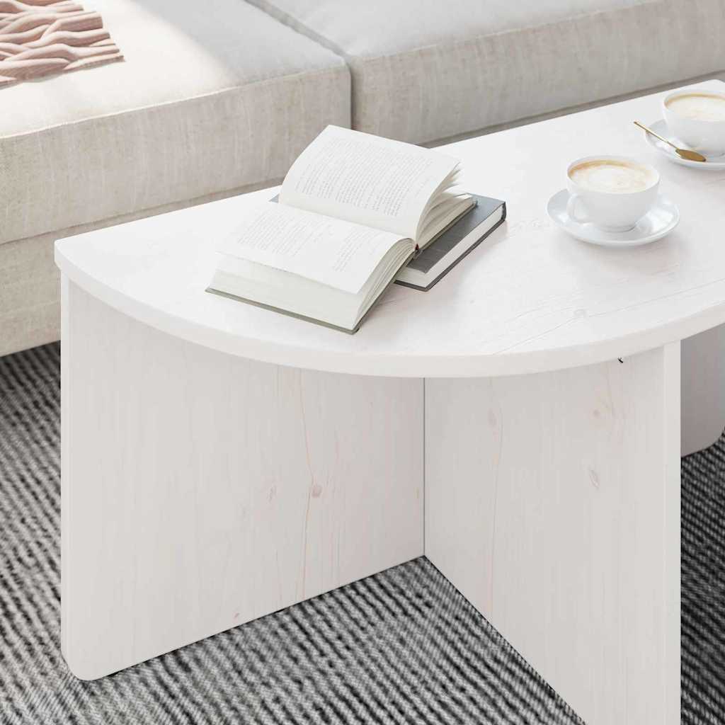 Table basse 2 pcs Blanc Bois massif en pin - XIOS