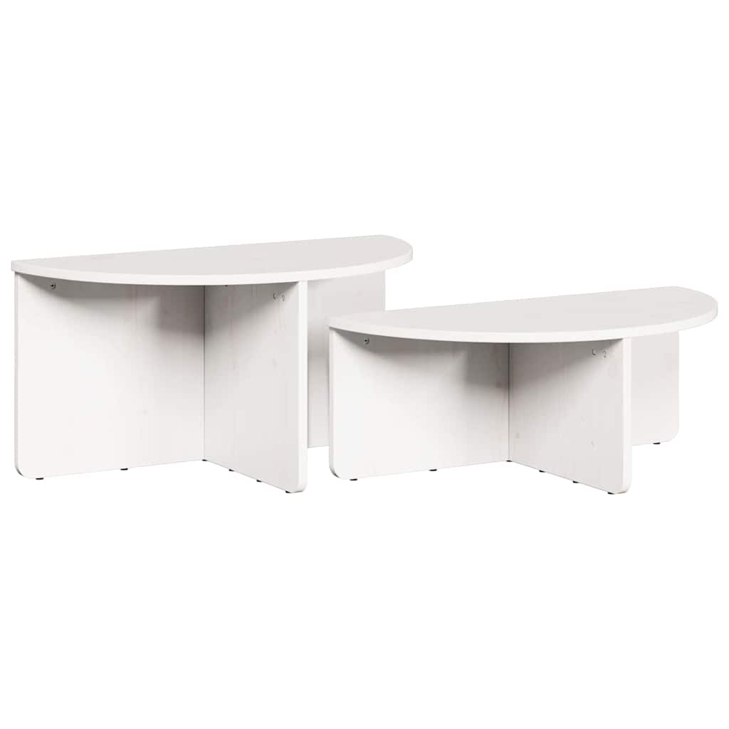 Table basse 2 pcs Blanc Bois massif en pin - XIOS