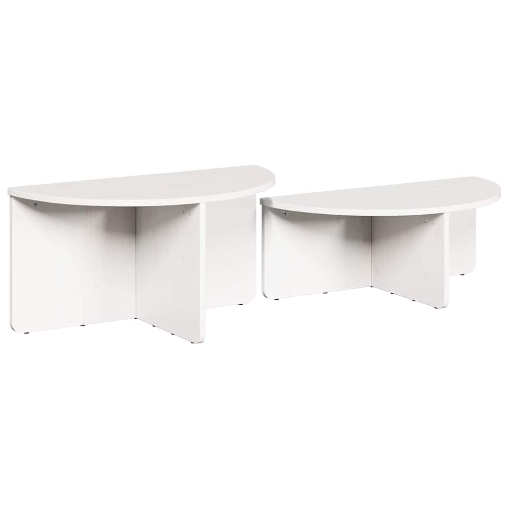 Table basse 2 pcs Blanc Bois massif en pin - XIOS