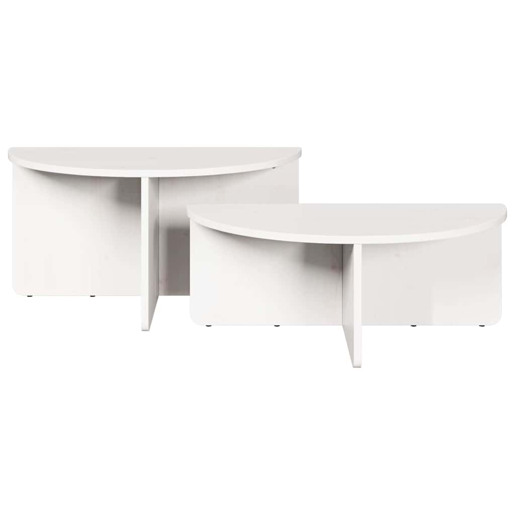 Table basse 2 pcs Blanc Bois massif en pin - XIOS