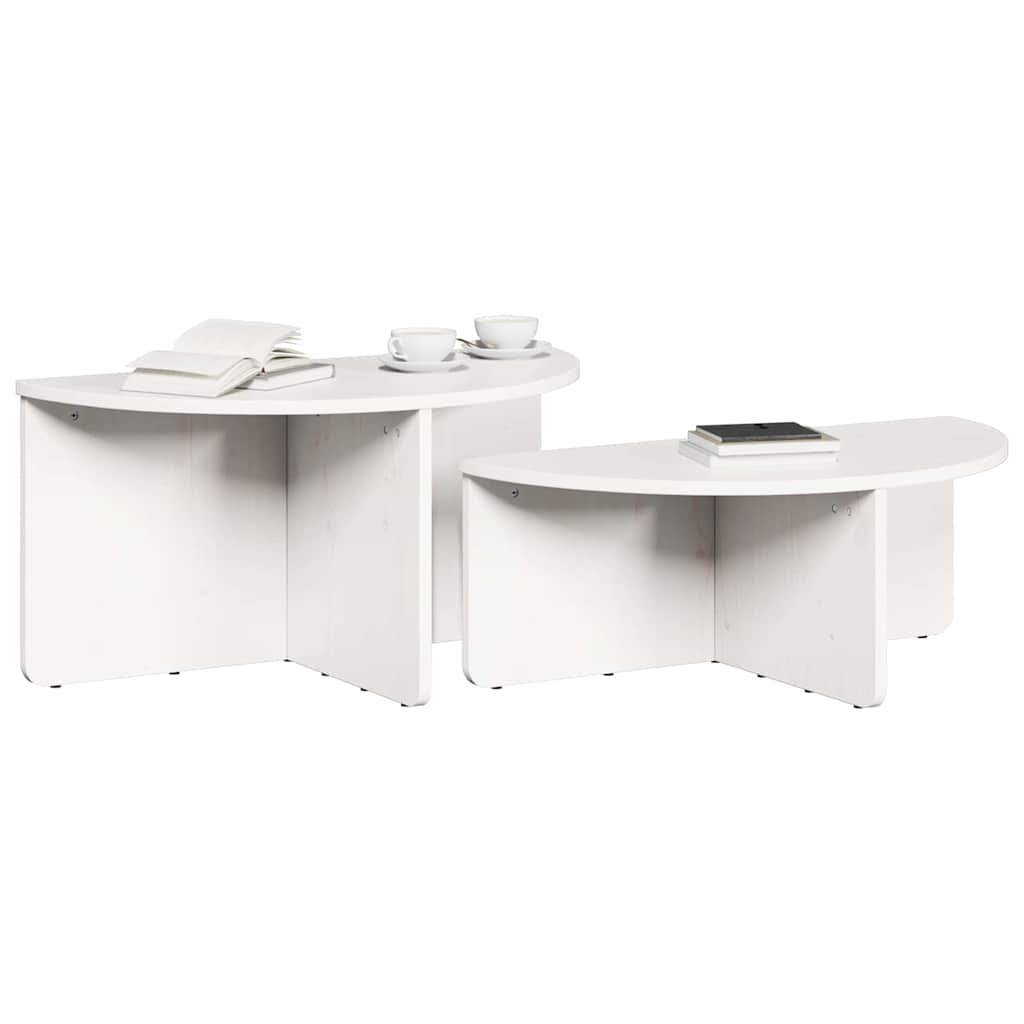 Table basse 2 pcs Blanc Bois massif en pin - XIOS