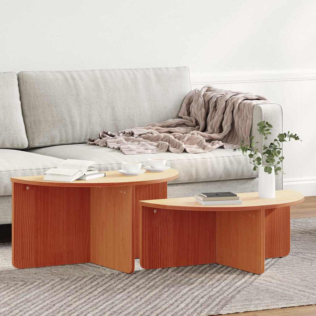 Table basse 2 pcs Brun cire Bois massif en pin - XIOS