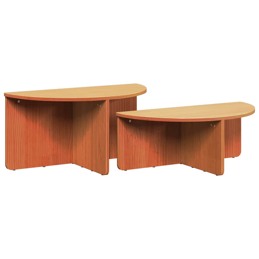 Table basse 2 pcs Brun cire Bois massif en pin - XIOS
