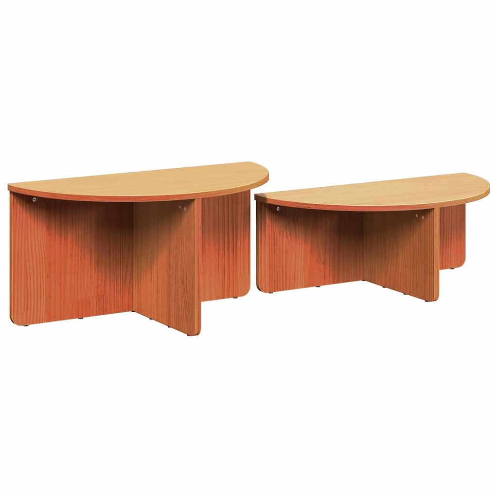 Table basse 2 pcs Brun cire Bois massif en pin - XIOS