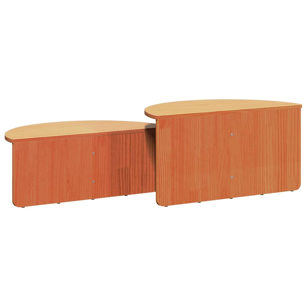 Table basse 2 pcs Brun cire Bois massif en pin - XIOS