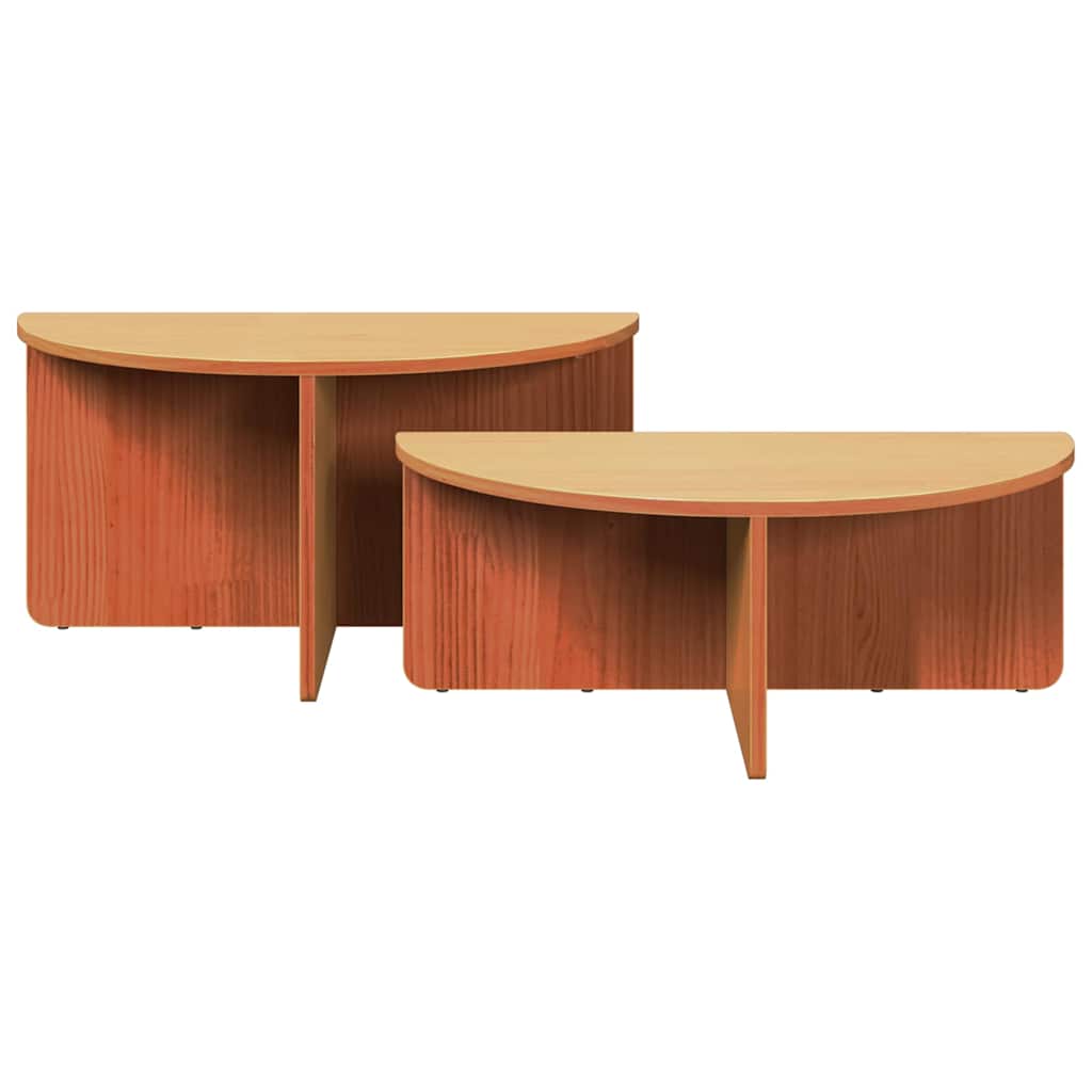 Table basse 2 pcs Brun cire Bois massif en pin - XIOS