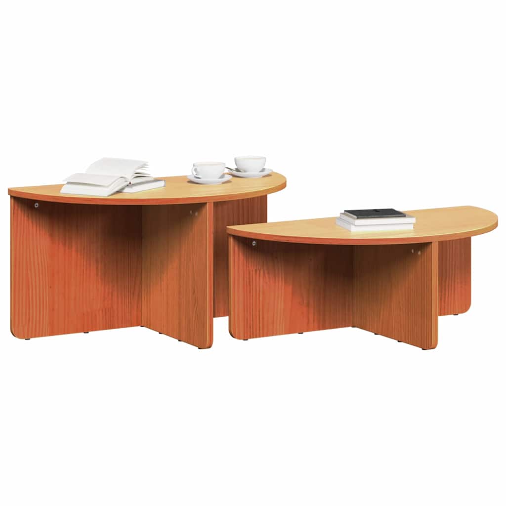 Table basse 2 pcs Brun cire Bois massif en pin - XIOS