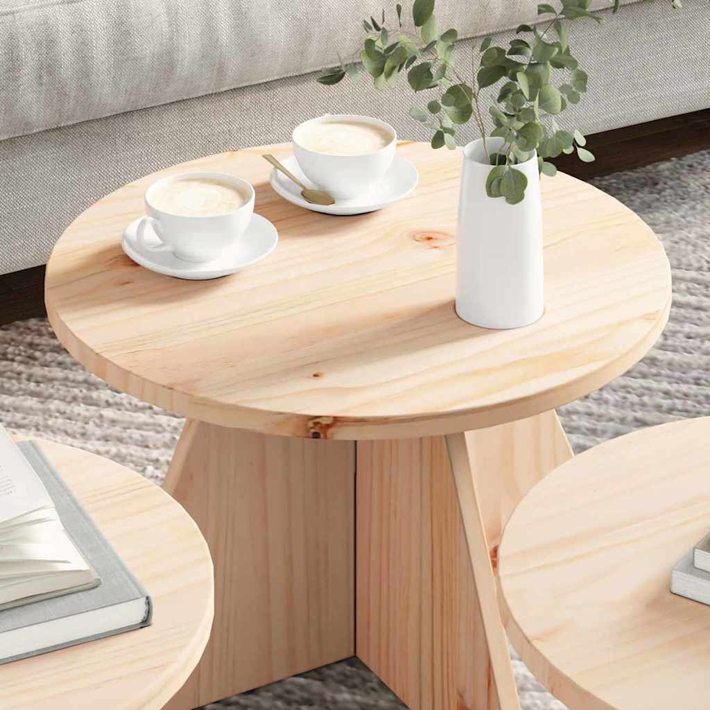 Table basse 3 pcs Naturel 49 x 49 x 30 cm Bois massif en pin - XIOS