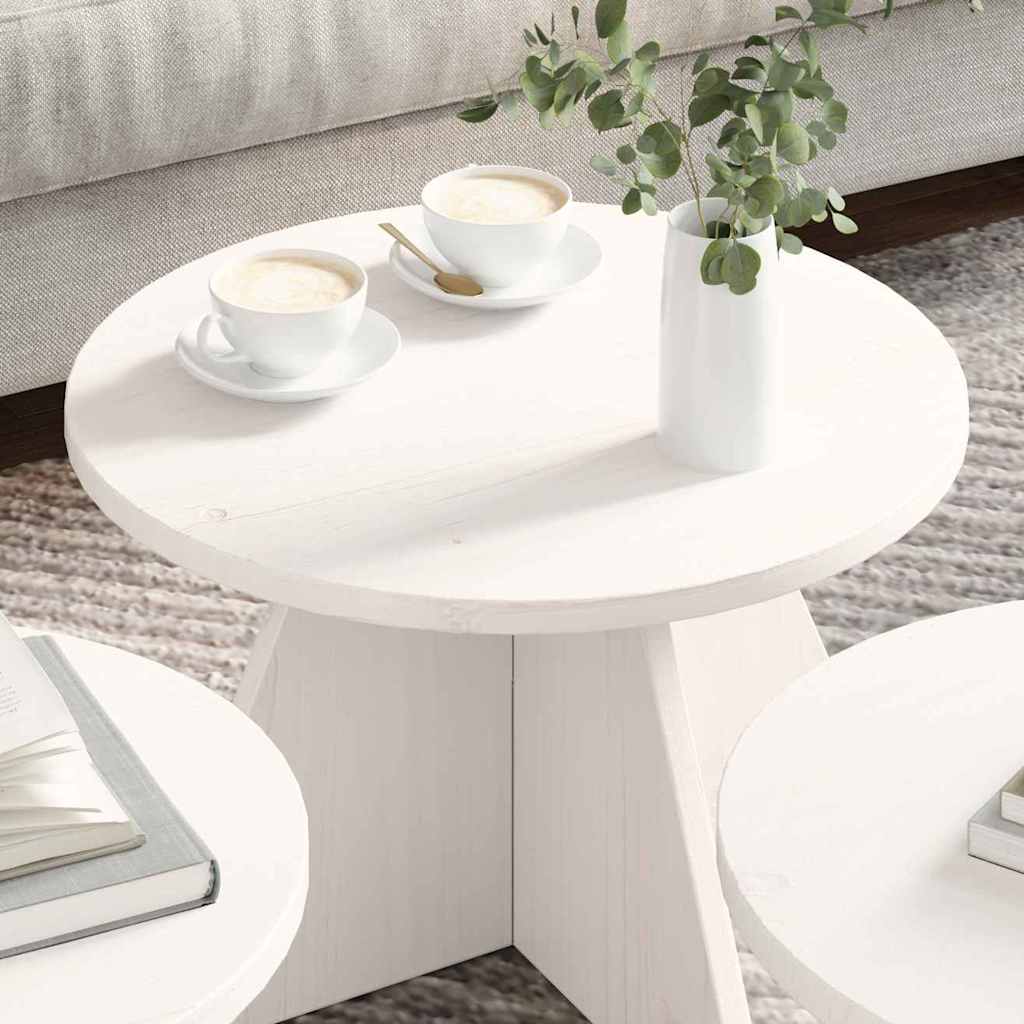 Table basse 3 pcs Blanc 49 x 49 x 30 cm Bois massif en pin - XIOS