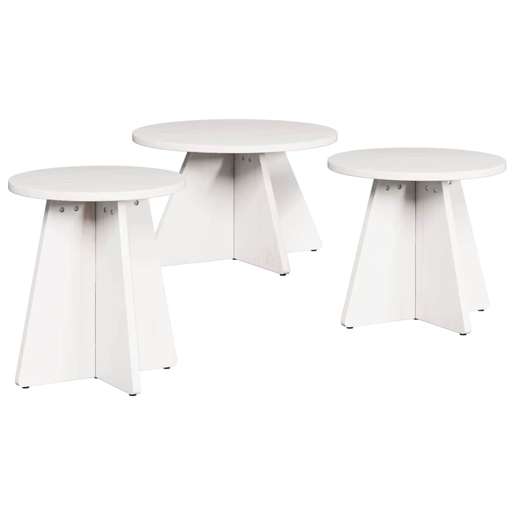 Table basse 3 pcs Blanc 49 x 49 x 30 cm Bois massif en pin - XIOS