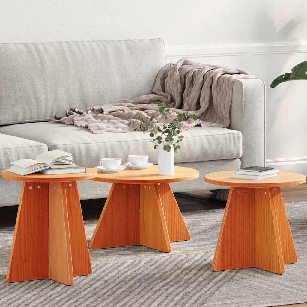 Table basse 3 pcs Marron cire 49 x 49 x 30 cm - XIOS