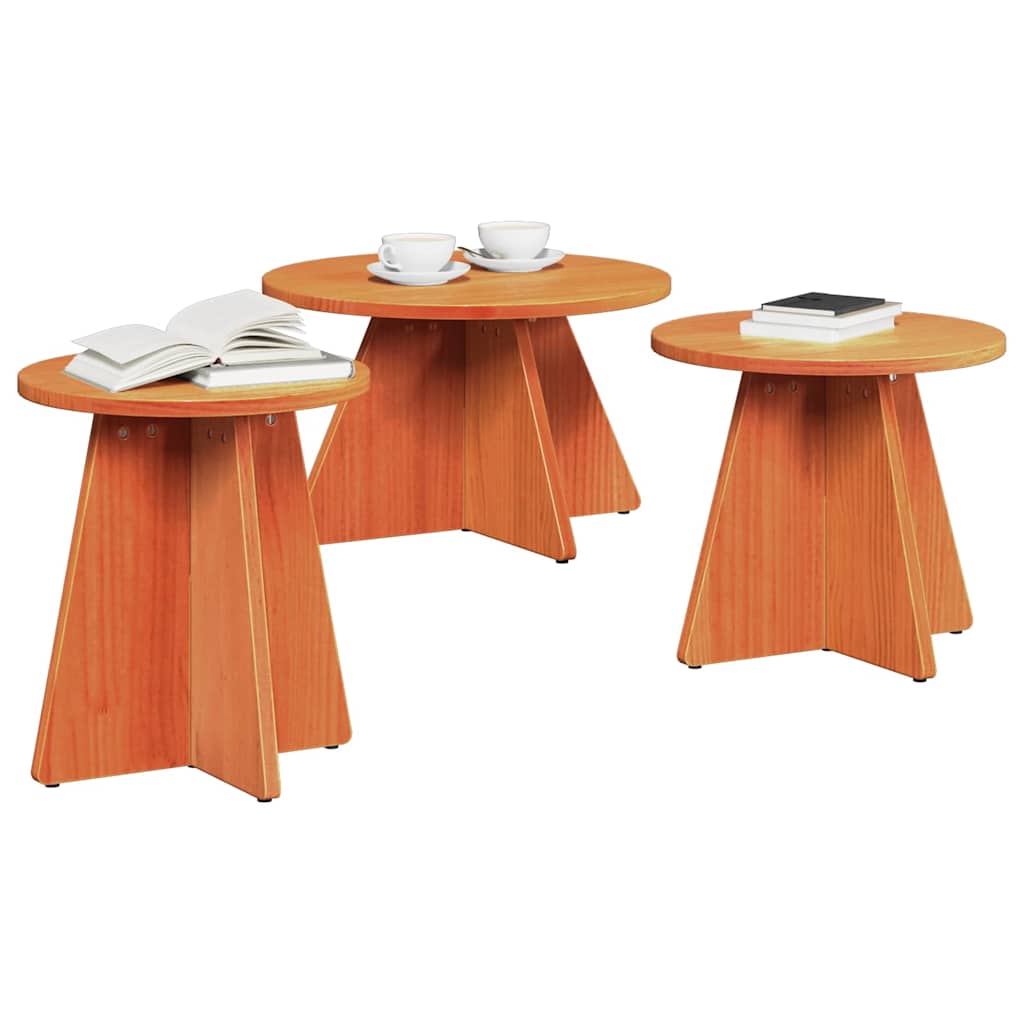 Table basse 3 pcs Marron cire 49 x 49 x 30 cm - XIOS