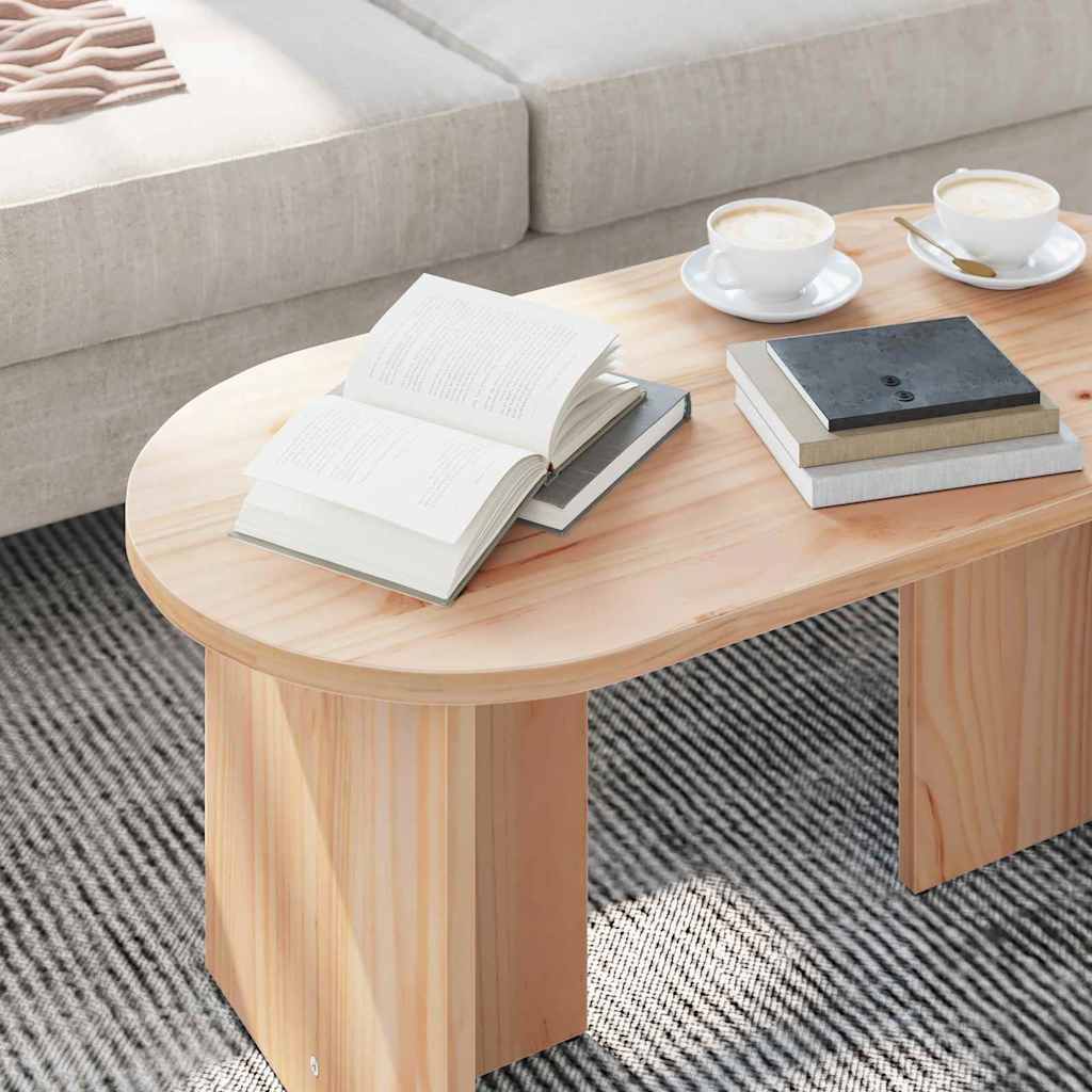 Table basse Naturel 80 x 39,5 x 35 cm Bois de pin massif - XIOS