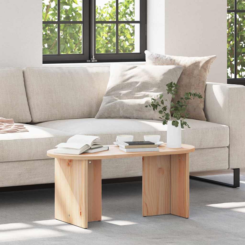 Table basse Naturel 80 x 39,5 x 35 cm Bois de pin massif - XIOS
