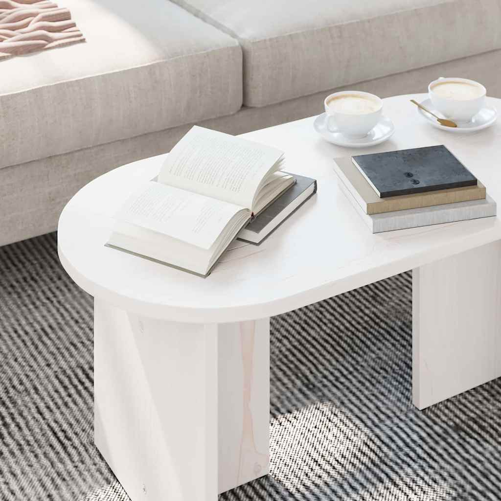 Table basse Blanc 80 x 39,5 x 35 cm Bois de pin massif - XIOS