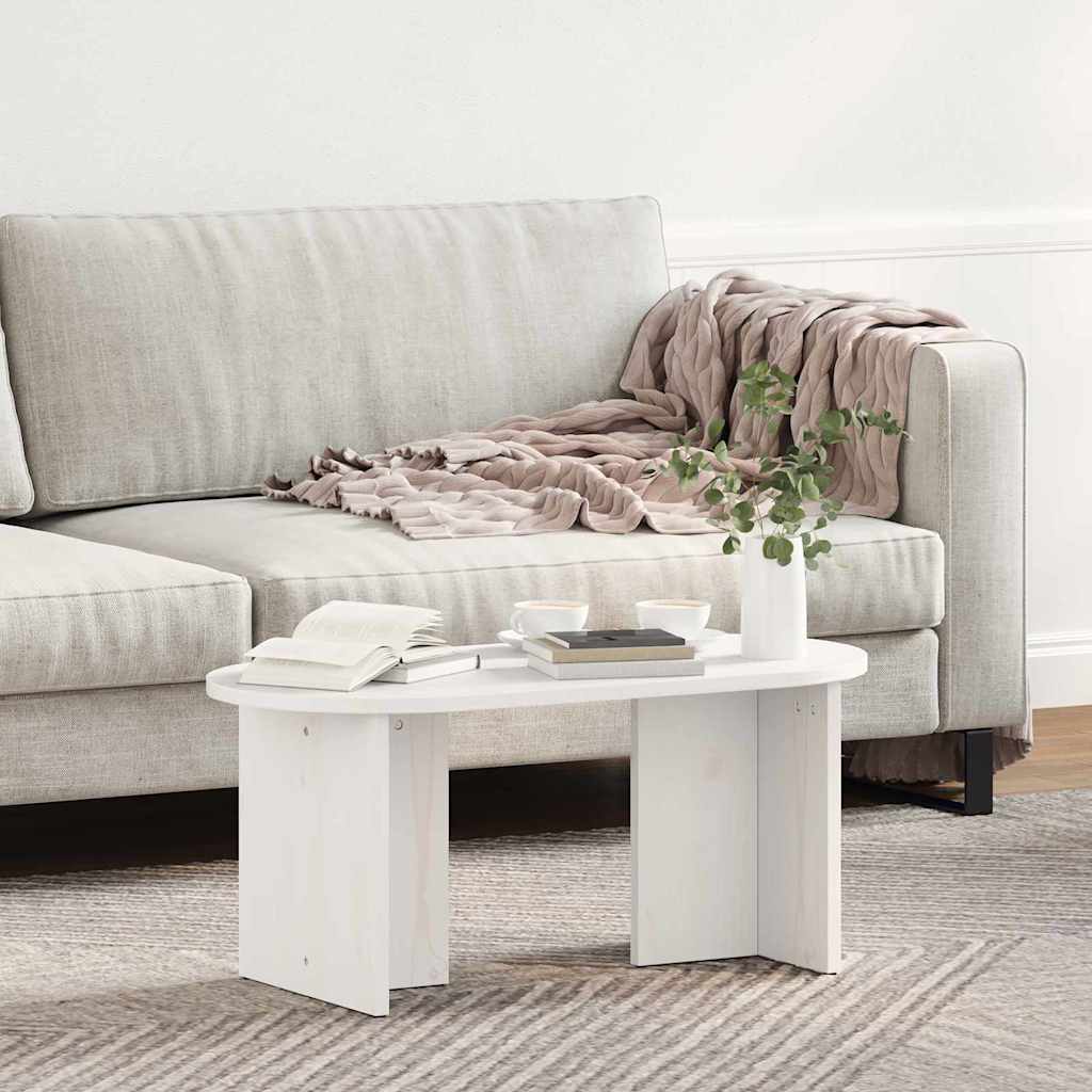 Table basse Blanc 80 x 39,5 x 35 cm Bois de pin massif - XIOS