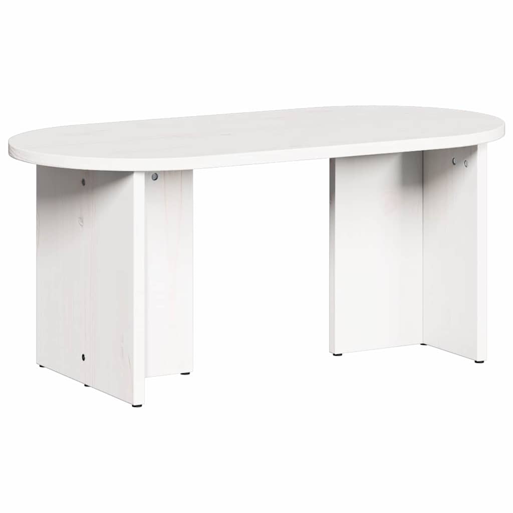 Table basse Blanc 80 x 39,5 x 35 cm Bois de pin massif - XIOS