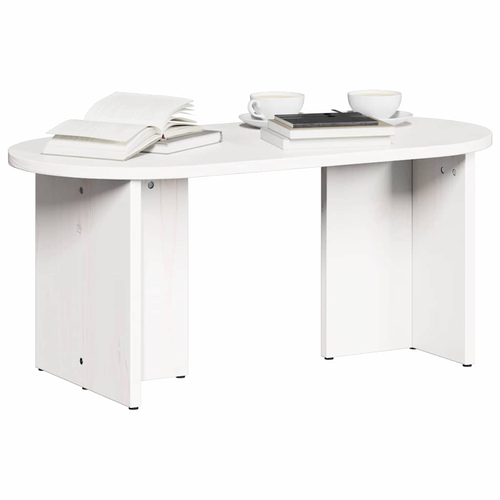 Table basse Blanc 80 x 39,5 x 35 cm Bois de pin massif - XIOS