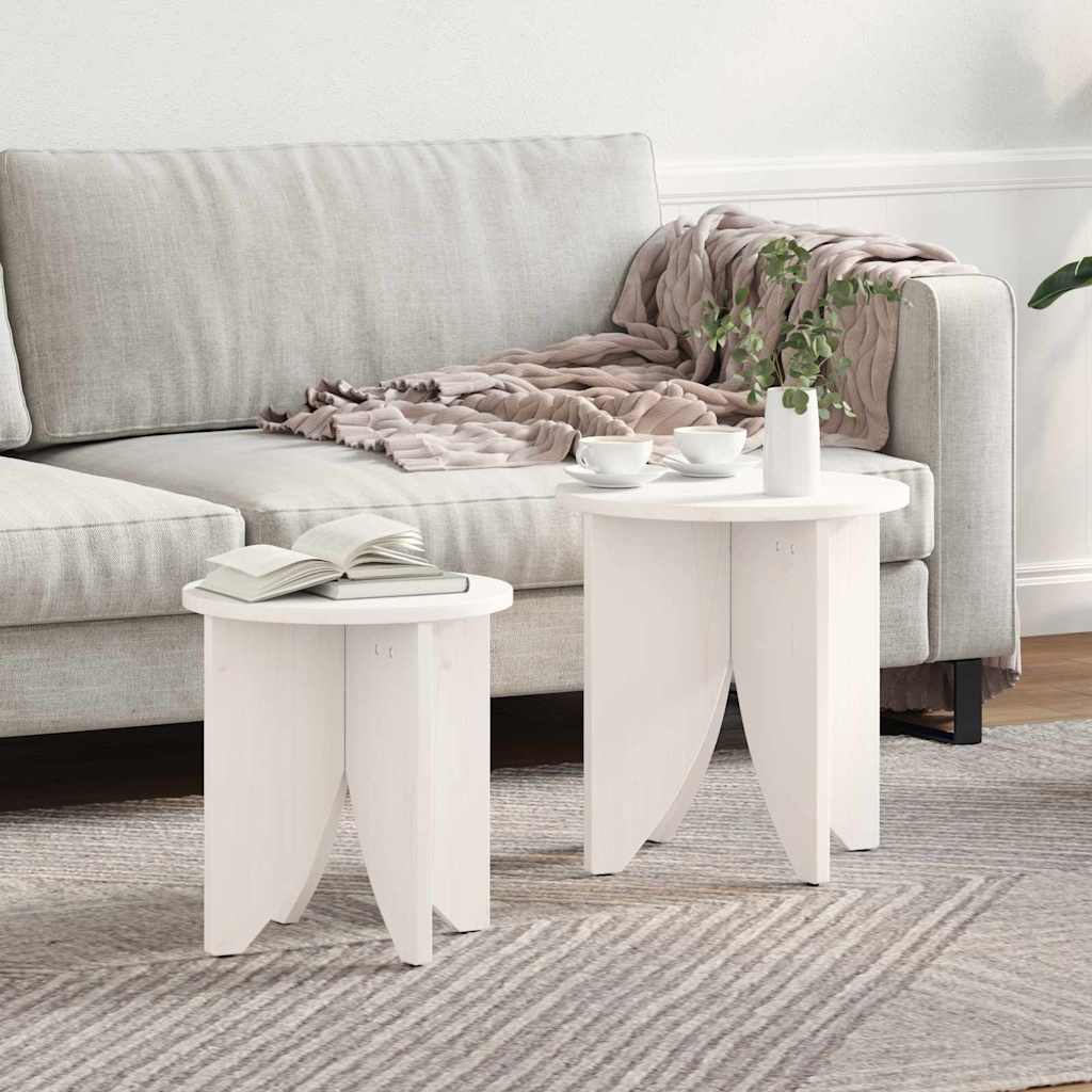 Table basse 2 pcs Blanc 41,5 x 41,5 x 44 cm Bois massif en pin - XIOS