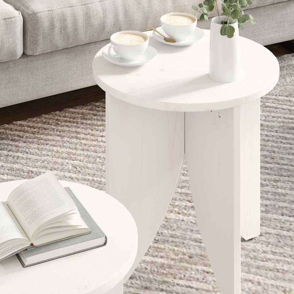 Table basse 2 pcs Blanc 41,5 x 41,5 x 44 cm Bois massif en pin - XIOS