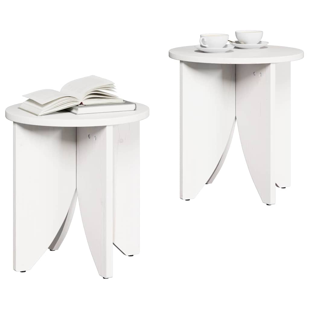 Table basse 2 pcs Blanc 41,5 x 41,5 x 44 cm Bois massif en pin - XIOS