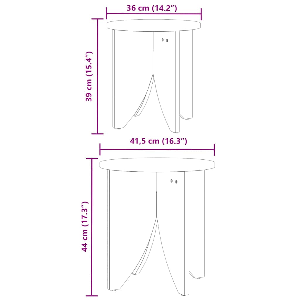 Table basse 2 pcs Marron cire 41,5 x 41,5 x 44 cm - XIOS