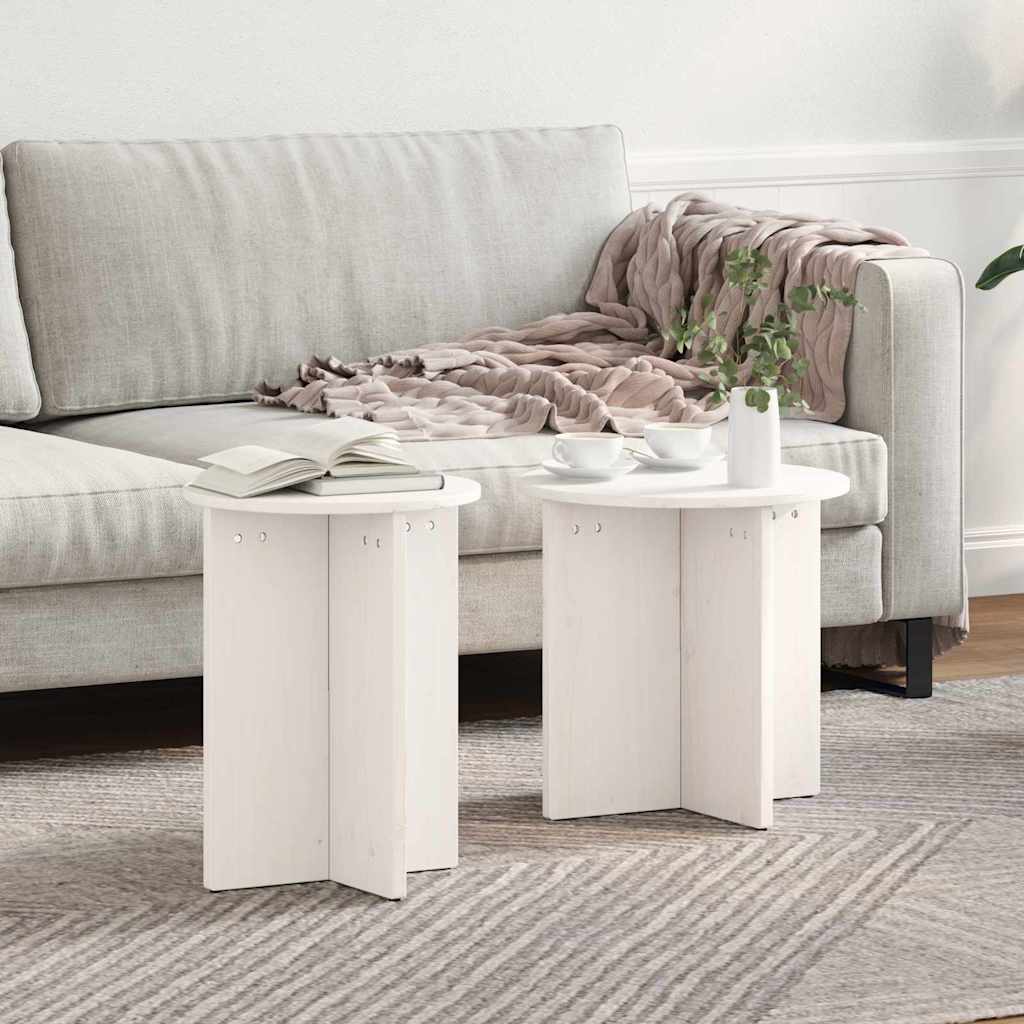 Table basse 2 pcs Blanc 41,5 x 41,5 x 41 cm Bois massif en pin - XIOS