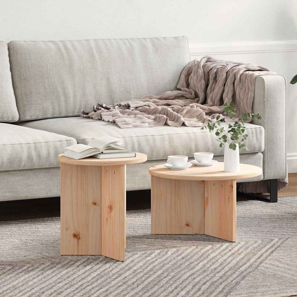 Table basse 2 pcs Naturel 49 x 49 x 28 cm Bois de pin massif - XIOS