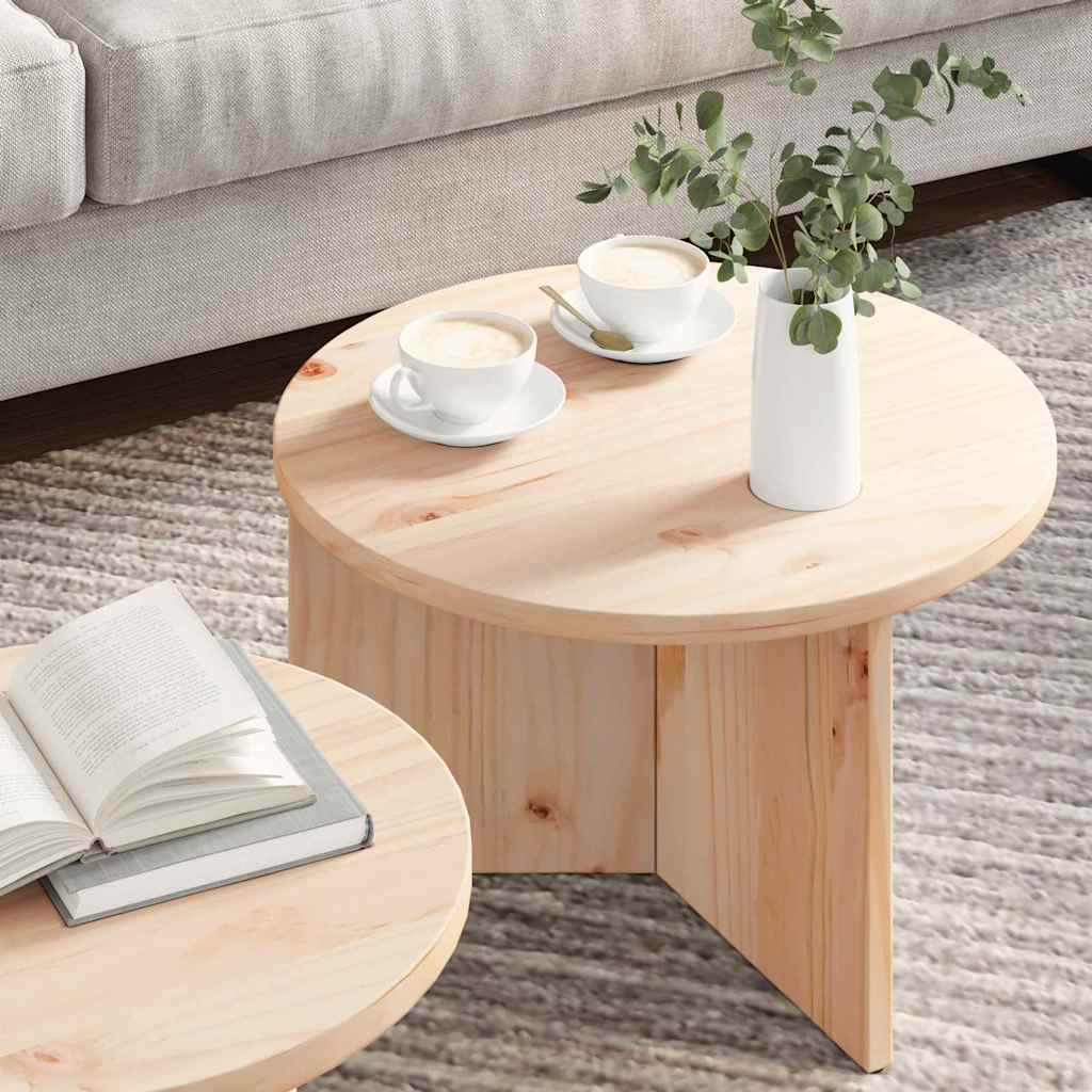 Table basse 2 pcs Naturel 49 x 49 x 28 cm Bois de pin massif - XIOS