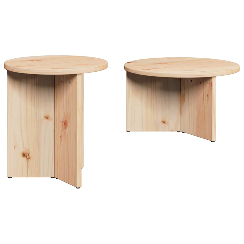 Table basse 2 pcs Naturel 49 x 49 x 28 cm Bois de pin massif - XIOS