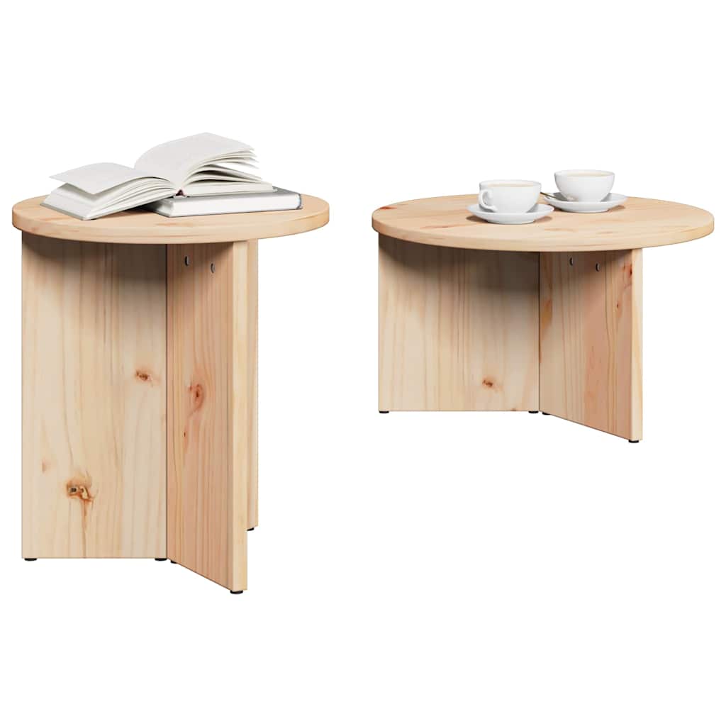Table basse 2 pcs Naturel 49 x 49 x 28 cm Bois de pin massif - XIOS