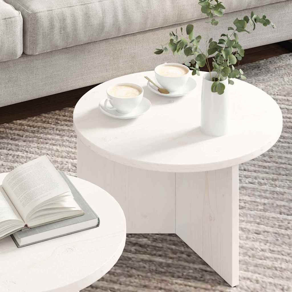 Table basse 2 pcs Blanc Bois de pin massif - XIOS