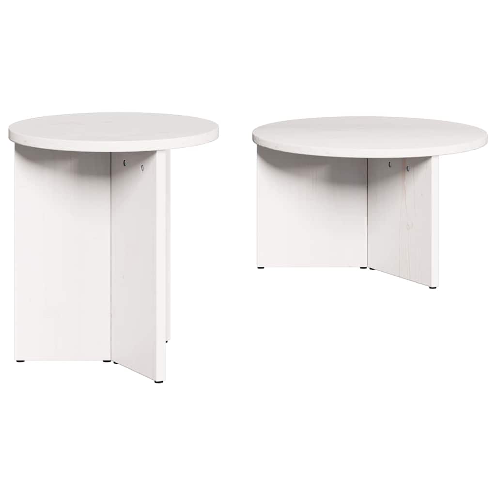 Table basse 2 pcs Blanc Bois de pin massif - XIOS