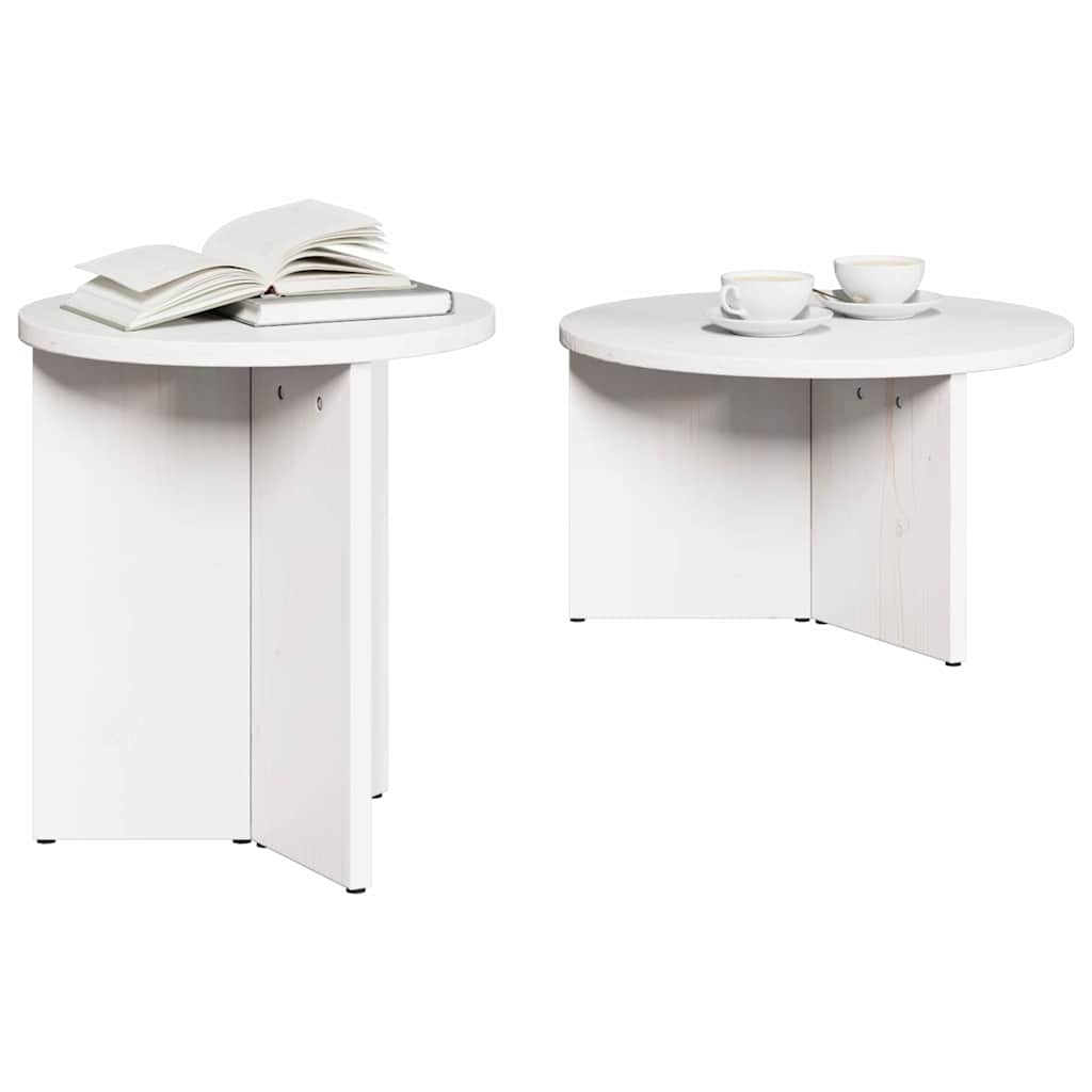 Table basse 2 pcs Blanc Bois de pin massif - XIOS