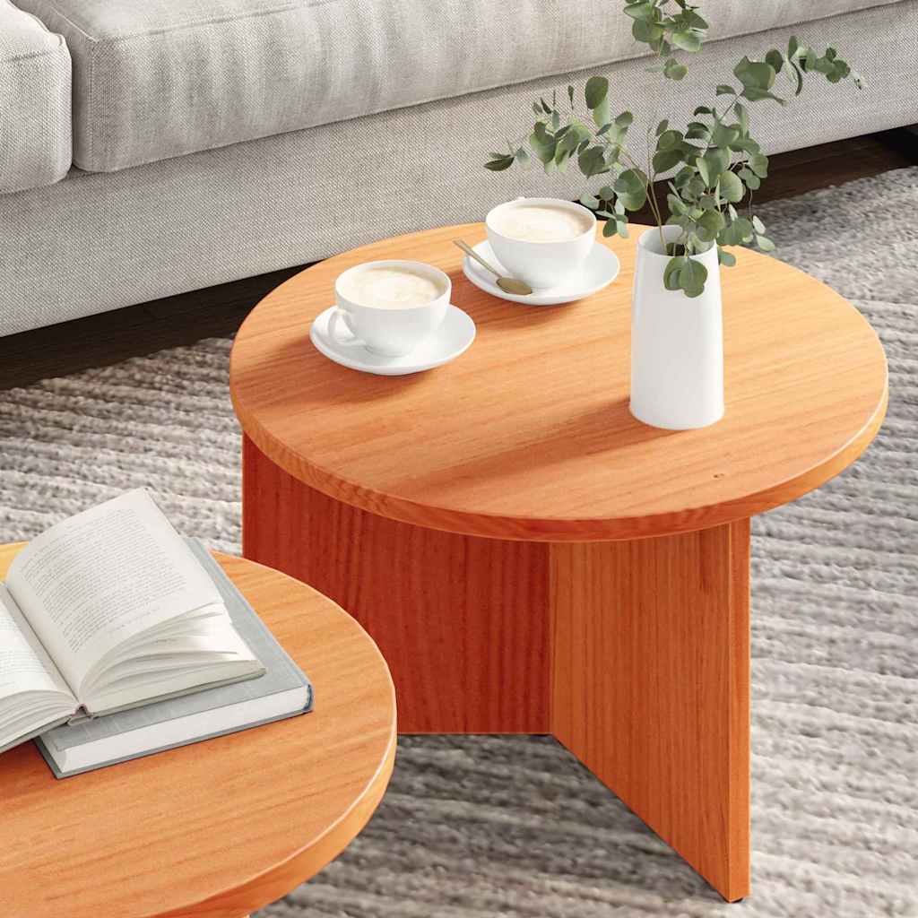 Table basse 2 pcs Brun cire Bois de pin massif - XIOS