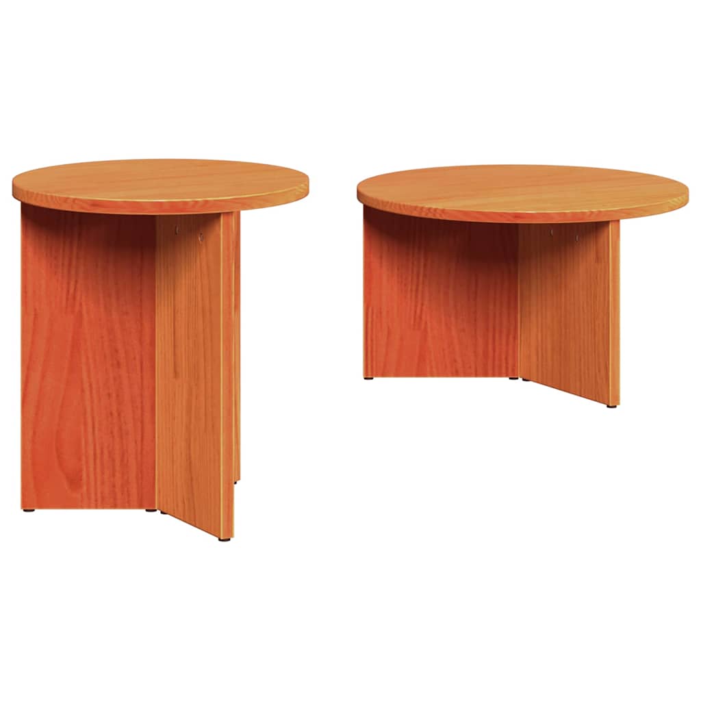 Table basse 2 pcs Brun cire Bois de pin massif - XIOS