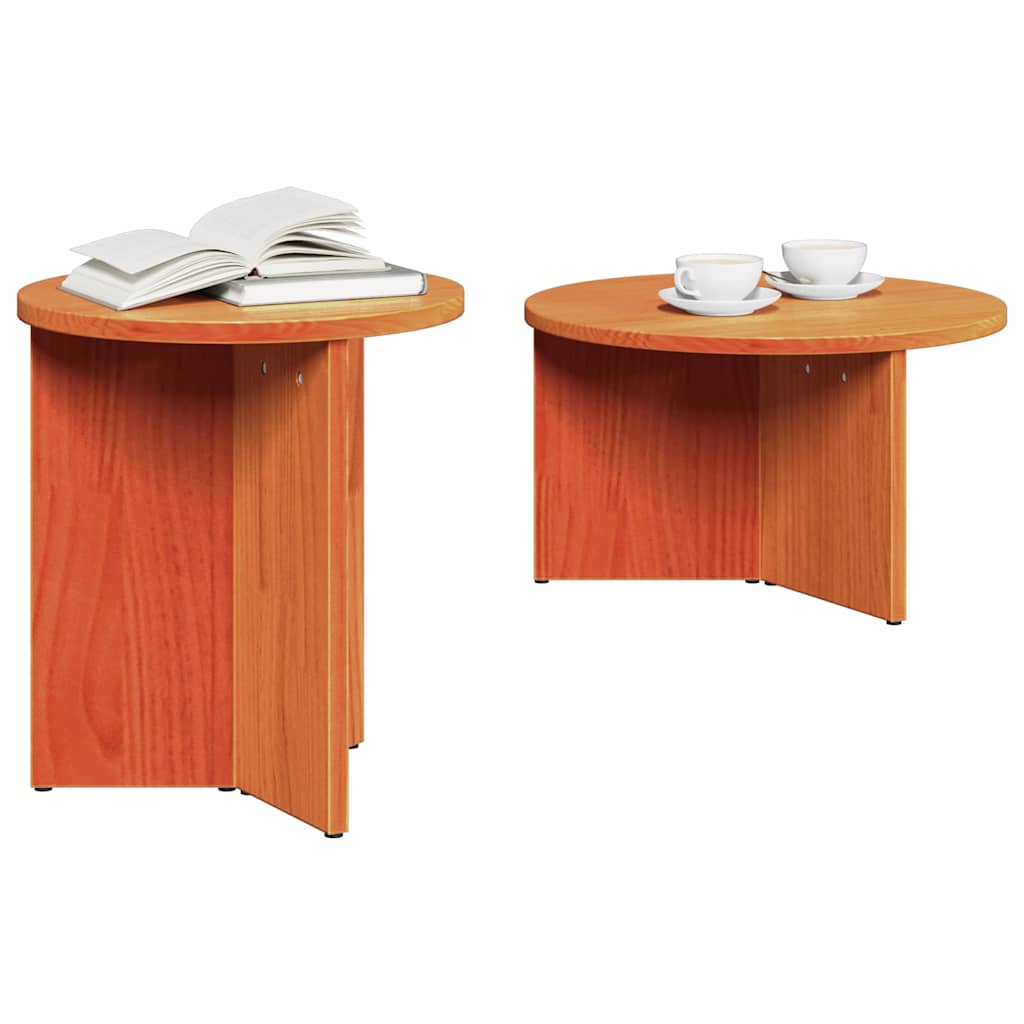 Table basse 2 pcs Brun cire Bois de pin massif - XIOS