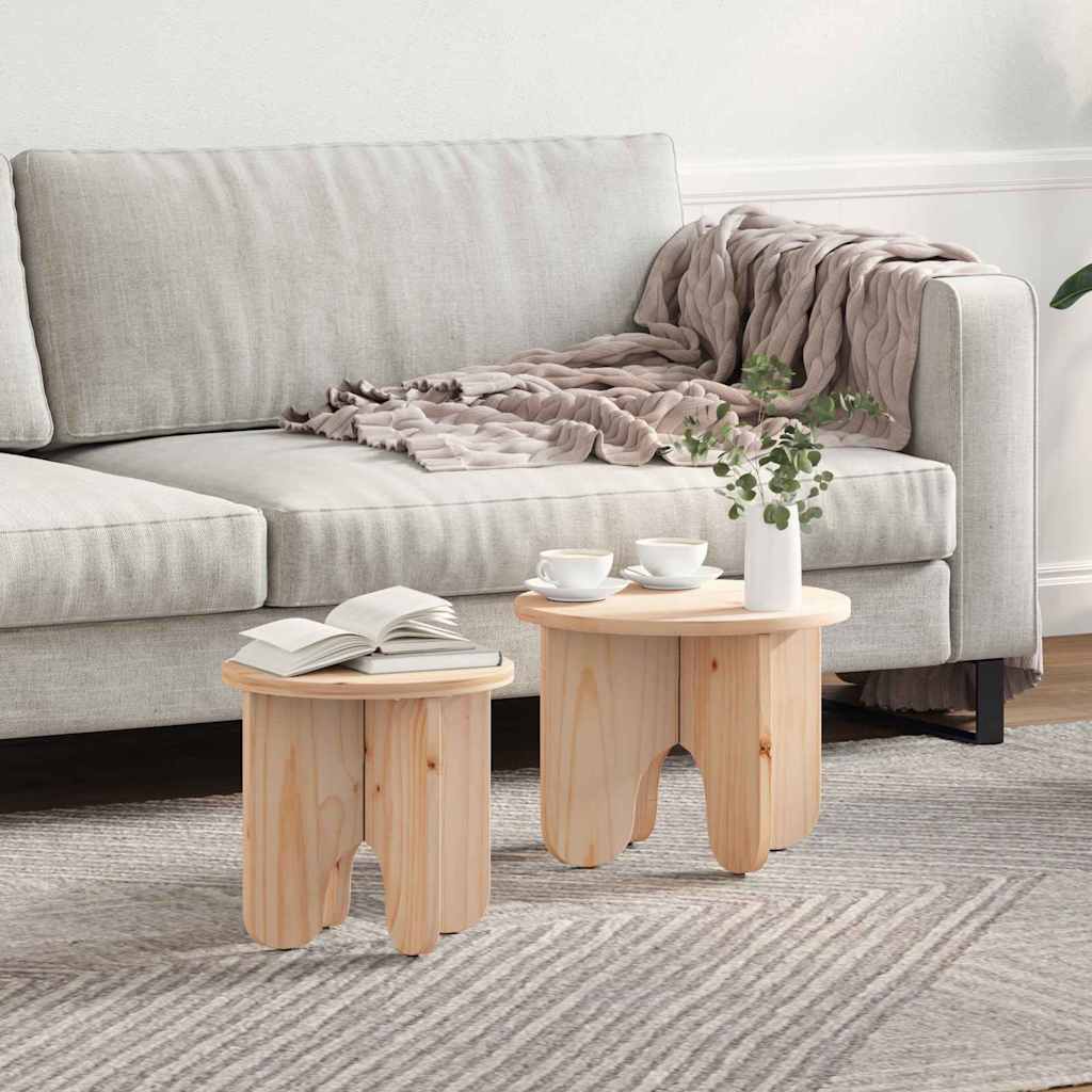 Table basse 2 pcs Naturel Bois de pin massif - XIOS