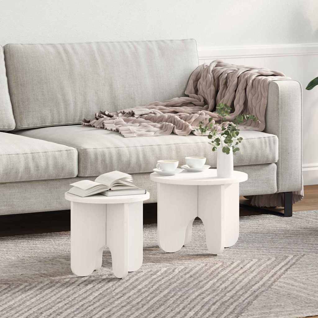 Table basse 2 pcs Blanc Bois de pin massif - XIOS