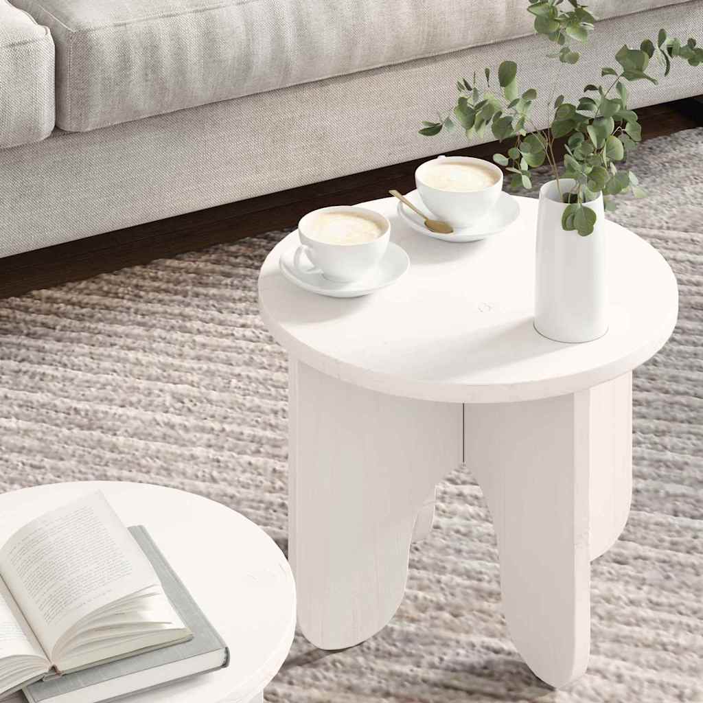 Table basse 2 pcs Blanc Bois de pin massif - XIOS