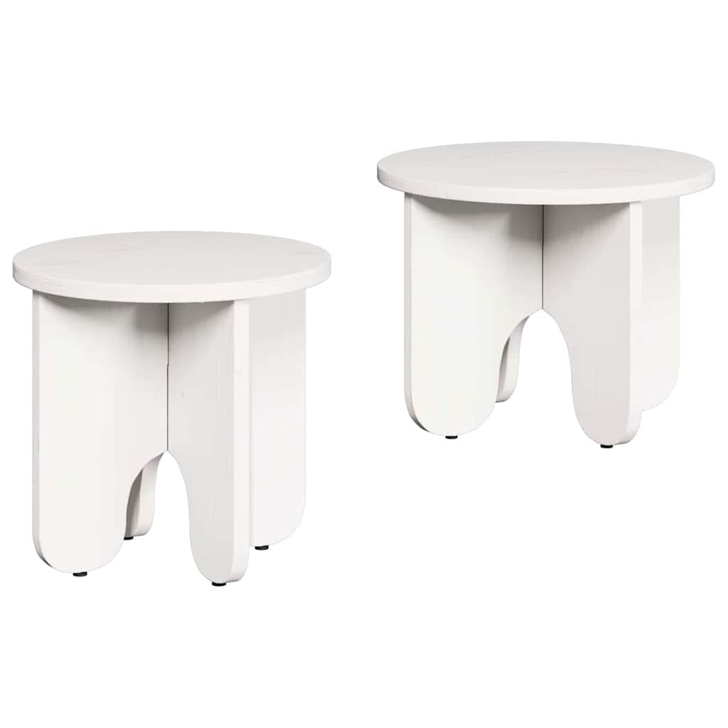 Table basse 2 pcs Blanc Bois de pin massif - XIOS