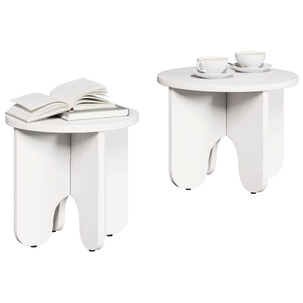 Table basse 2 pcs Blanc Bois de pin massif - XIOS