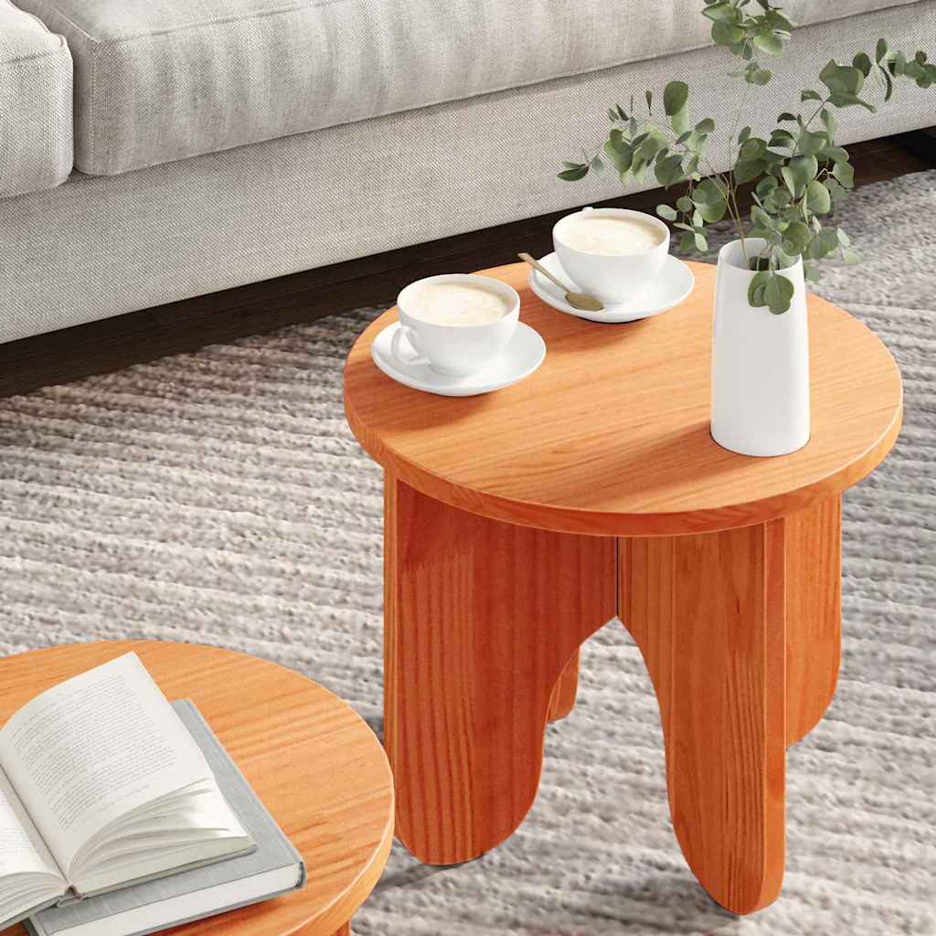 Table basse 2 pcs Brun cire Bois de pin massif - XIOS
