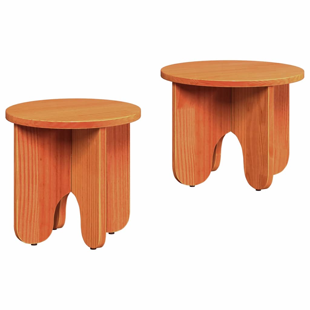 Table basse 2 pcs Brun cire Bois de pin massif - XIOS
