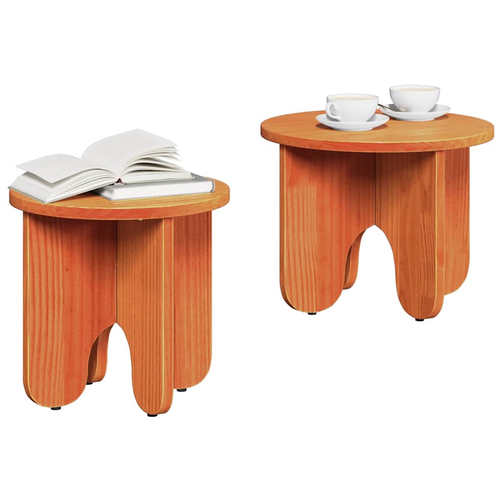 Table basse 2 pcs Brun cire Bois de pin massif - XIOS