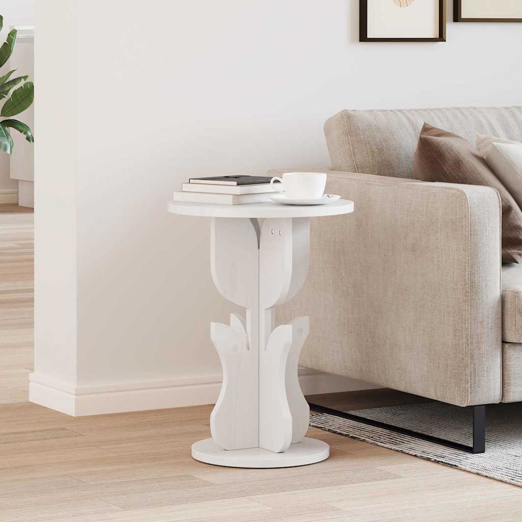 Table basse Blanc 39,5 x 39,5 x 53,5 cm Bois massif en pin - XIOS