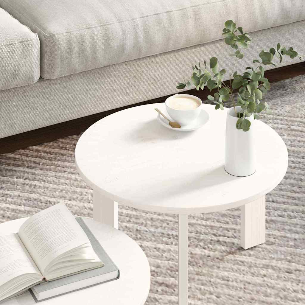 Table basse 2 pcs Blanc 47,5 x 47,5 x 27 cm Bois de pin massif - XIOS