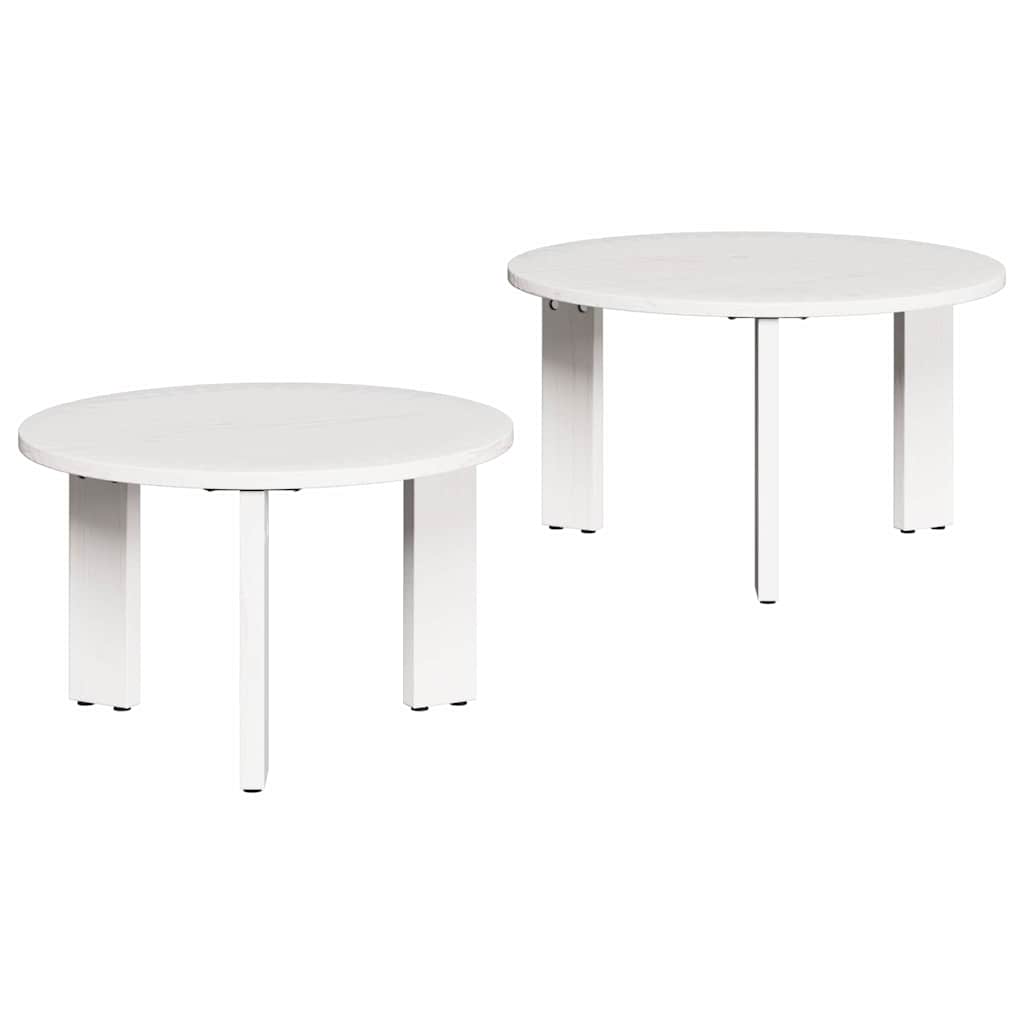 Table basse 2 pcs Blanc 47,5 x 47,5 x 27 cm Bois de pin massif - XIOS