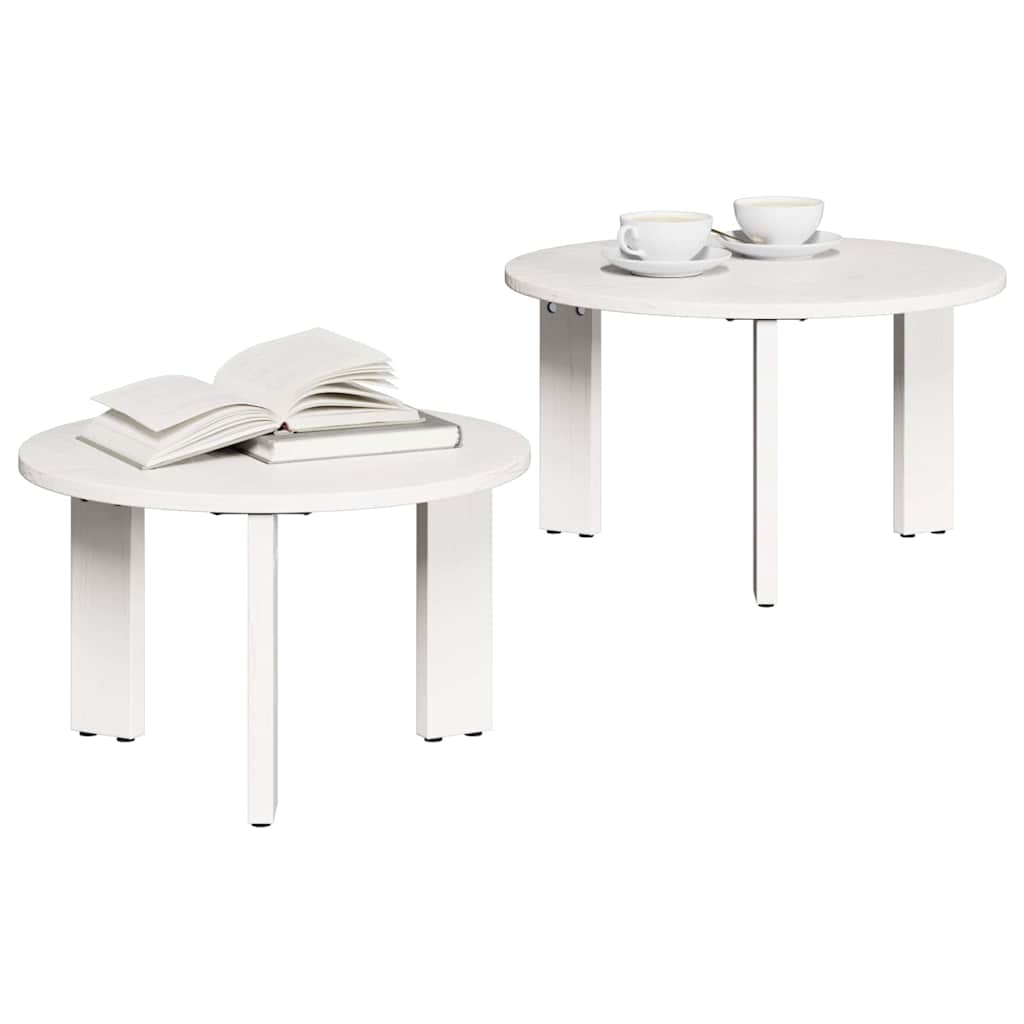 Table basse 2 pcs Blanc 47,5 x 47,5 x 27 cm Bois de pin massif - XIOS