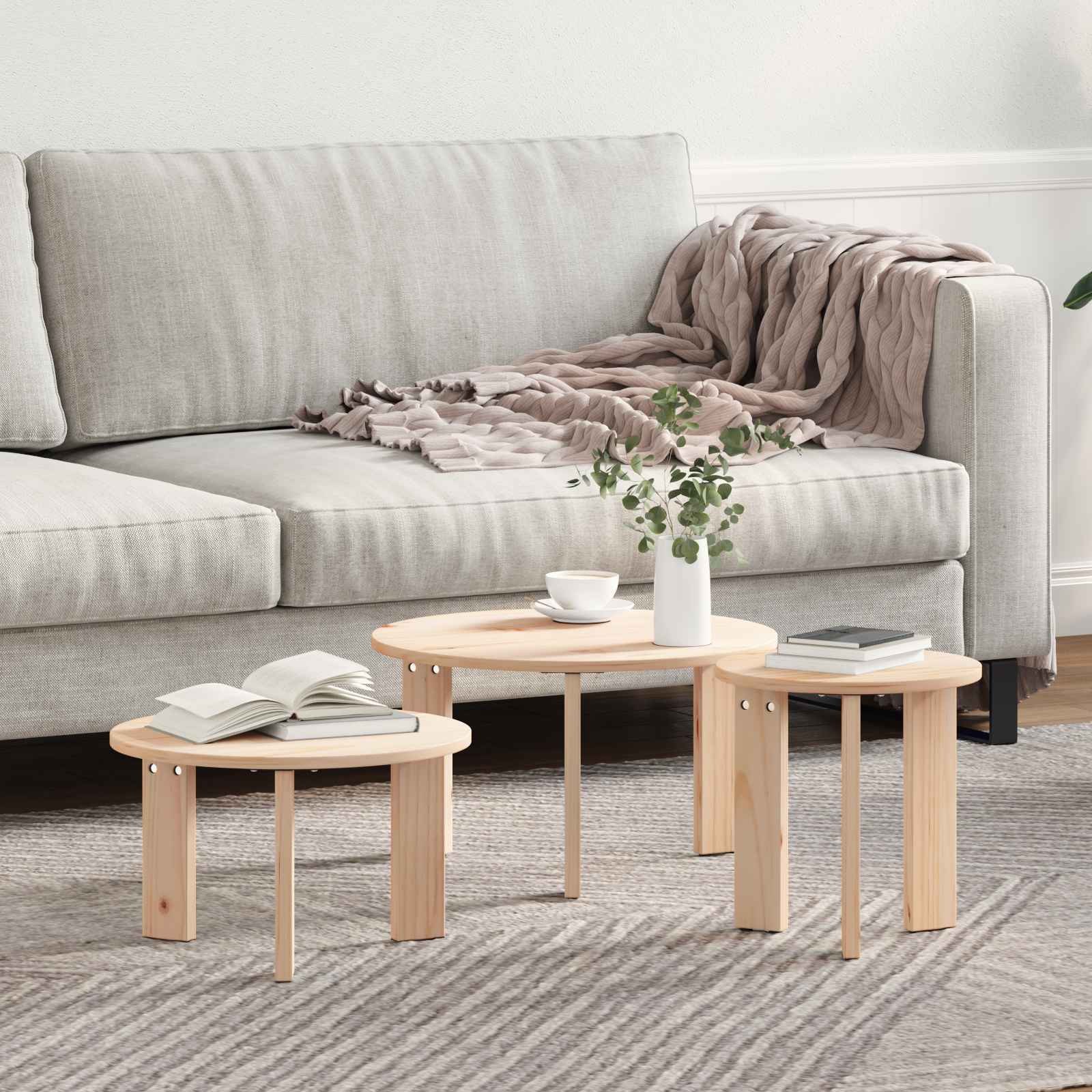 Table basse 3 pcs Naturel 47,5 x 47,5 x 27 cm - XIOS